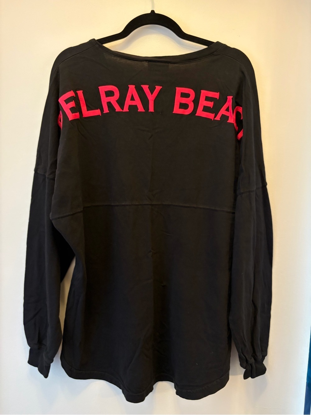 Spirit Jersey DELRAY BEACH Oversized Long Sleeve Shirt Womens L Black Pink - Picture 4 of 10